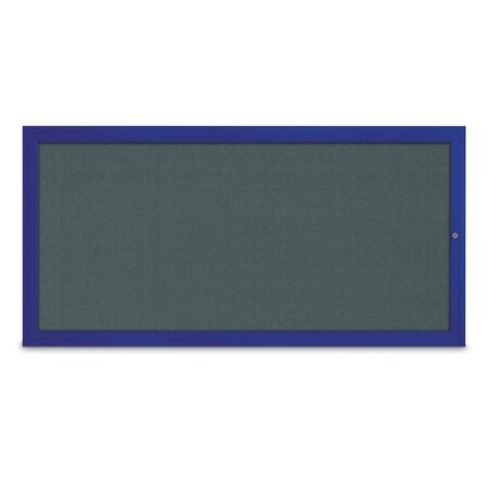 United Visual Products Slim Enclosed Corkboard, 24"x36", Gold Alum Frame/Blue Spruce UVEB2436-GOLD-BLSPRU